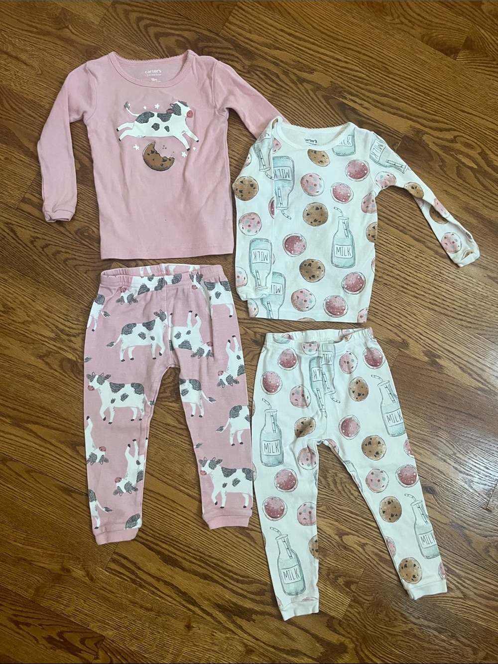Carter's Pink & Cream Cow and Cookie 2-Pack Pajama Set